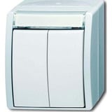 Busch-Jaeger Doppeltaster Serientaster mit zwei Schließern und Druckknopf weiß (matt), Retail