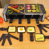 Cecotec Raclette Cheese&Grill 16000 Inox Mixgrill schwarz/edelstahl, 1.400 Watt, für 8 Personen