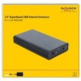 DeLOCK Externes Gehäuse für 3.5″ SATA HDD mit SuperSpeed USB, Laufwerksgehäuse schwarz