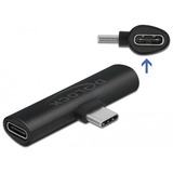 DeLOCK USB 2.0 Adapter, USB-C Stecker 90° > 2x USB-C Buchse schwarz, PD, Laden mit bis zu 60 Watt