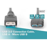 Digitus USB 3.2 Gen 1 Anschlusskabel USB-A > Micro USB-B schwarz, 0,25 Meter