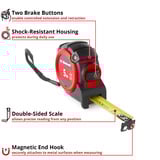 EINHELL Bandmaß, 5 Meter schwarz/rot