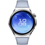 Huawei Watch 6 46mm (Niz-L19F), Smartwatch silber, blaues Fluoroelastomer-Armband