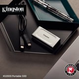 Kingston XS2000 Portable SSD 2 TB, Externe SSD silber/schwarz, USB-C 3.2 Gen 2x2 (20 Gbit/s)