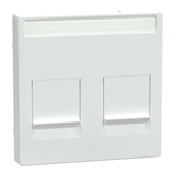 Merten Zentralplatte zweifach mit Anschlussklemmen und Beschriftungsfeld für Modular Jack weiß (glänzend), Retail