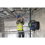 Bosch Professional Akku-Linienlaser GLL 12V-100-33 CG Professional blau/schwarz, Li-Ion Akku 12V 2,0Ah, grüne Laserlinien, inkl. Universalhalter LB 10, Deckenklemme DK 20, L-BOXX