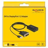 DeLOCK Adapter DVI Stecker > DisplayPort 1.2 Buchse, 4K mit HDR Funktion schwarz, 50cm