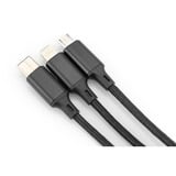 Digitus 3-in-1 Ladekabel, USB-A > Lightning + USB-C + Micro-USB schwarz, 1 Meter, PD, Laden mit bis zu 10 Watt