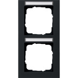 Gira Abdeckrahmen zwei fach senkrecht Beschriftungsfeld, Abdeckung schwarz, Retail