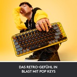 Logitech POP Keys Blast, Tastatur gelb/schwarz, DE-Layout, mit Emoji-Tasten