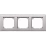 Merten Rahmen dreifach für waagerechte und senkrechte Montage aus Thermoplast, matt aluminium, Retail