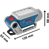 Bosch Akku-Lampe GLI DeciLED 12V/10,8V-Li, Arbeitsleuchte blau, ohne Akku und Ladegerät