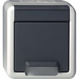 Gira Schutzkontaktsteckdose Typ F 16 Ampere 250 Volt mit Klappdeckel Aufputz IP44 grau, Retail