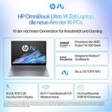 HP OmniBook Ultra 14-fd0094ng, Notebook silber, AMD Ryzen AI 9 365, AMD Radeon 880M, 16 GB LPDDR5X, 1 TB (1 TB SSD), Windows 11 Home