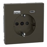 Merten Schutzkontakt Steckdose mit USB Ladegerät, Typ MEG2367-6052, Unterputz, 16 Ampere, 250 Volt mocca, Retail