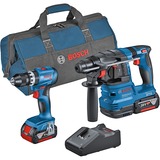 Bosch Kombi-Set Akku-Schlagbohrschrauber GSB 18V-45 + Akku-Bohrhammer GBH 18V-22 blau, 2x Li-Ionen Akku 4,0Ah, Werkzeugtasche