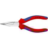 KNIPEX Flachrundzange 2525160, Greifzange rot/blau, abgewinkelt, mit Schneide
