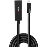 Lindy USB 3.2 Gen 2 Aktivverlängerungskabel, USB-C Stecker > USB-C Buchse schwarz, 5 Meter