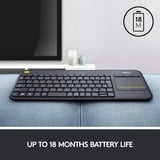 Logitech Wireless Touch Keyboard K400 Plus, Tastatur schwarz, DE-Layout