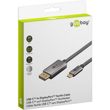 goobay USB Adapterkabel, USB-C Stecker > DisplayPort Stecker, 4K 60Hz schwarz/silber, 3 Meter, Textilkabel