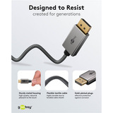 goobay USB Adapterkabel, USB-C Stecker > DisplayPort Stecker, 4K 60Hz schwarz/silber, 3 Meter, Textilkabel