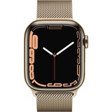 Apple Watch Series 7, Smartwatch gold/gold, 41 mm, Milanaise Armband, Edelstahl-Gehäuse, LTE