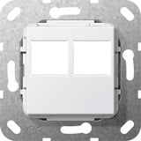 Gira Modular Jack RJ 45 2fach für LexCom Abdeckung, Zentralplatte weiß, Retail