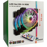 Inter-Tech Argus RGB-Fan Set RS-14 140x140x25, Gehäuselüfter schwarz, 3er Set, inkl. Controller