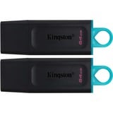 Kingston DataTraveler Exodia 64 GB 2er Pack, USB-Stick schwarz/türkis, USB-A 3.2 Gen 1, 2 Sütck