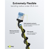 goobay Ultraflexibles Cat.6a Patchkabel slim, U/FTP schwarz, 15 Meter, extrakurze Stecker