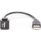 Digitus USB 2.0 Keystone-Modul USB-A Stecker > USB-A Buchse schwarz, mit 16cm Kabel