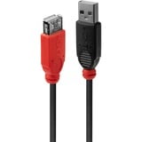 Lindy USB 2.0 Aktivverlängerungskabel Slim, USB-A Stecker > USB-A Buchse schwarz, 5 Meter