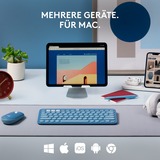 Logitech K380 Multi-Device für Mac, Tastatur blau, DE-Layout, Bluetooth, kompatibel mit macOS/iOS/iPadOS