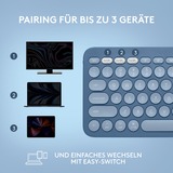 Logitech K380 Multi-Device für Mac, Tastatur blau, DE-Layout, Bluetooth, kompatibel mit macOS/iOS/iPadOS