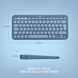 Logitech K380 Multi-Device für Mac, Tastatur blau, DE-Layout, Bluetooth, kompatibel mit macOS/iOS/iPadOS