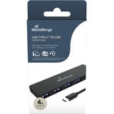MediaRange USB Type-C™ auf USB 3.0 Verteiler 1:4, bus-gespeist, USB-Hub schwarz