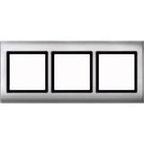 Merten Rahmen dreifach waagerecht und senkrecht montierbar, Kunststoff, lackiert, glänzend aluminium, Retail