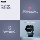 Motorola moto watch ultra, Smartwatch schwarz/grau, Gun Metal, schwarzes Silikon- und Leder-Armband