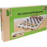 VEDES XXL Schach und Backgammon Spielkoffer mit großen Figuren, Brettspiel 