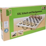 VEDES XXL Schach und Backgammon Spielkoffer mit großen Figuren, Brettspiel 