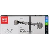 ONE FOR ALL Universal-Doppelmonitorarm DM 2210, Monitorhalterung schwarz, für 33 - 81cm (13" - 32") Monitore