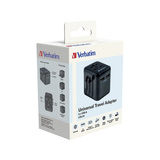 Verbatim Universal-Reiseadapter UTA-01, Reisestecker schwarz, 2x USB-A