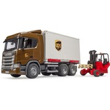 bruder 03582 Scania Super 560R Logistik LKW mit Mitnahmestapler, Modellfahrzeug 