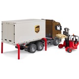 bruder 03582 Scania Super 560R Logistik LKW mit Mitnahmestapler, Modellfahrzeug 
