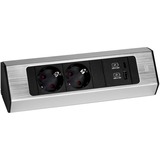 Bachmann CASIA 2 Steckdosenleiste 2-fach + USB-Charger, kurz, Wand 
