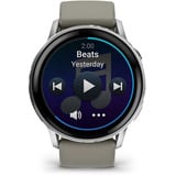 Garmin Venu 4 - 45 mm, Smartwatch schwarz/Silber, Silikon-Armband in grau