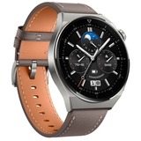 Huawei Watch GT 3 Pro Titanium, Smartwatch titan, 46mm; Armband: graues Lederarmband