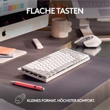 Logitech MX Mechanical Mini für Mac, Tastatur hellgrau/weiß, DE-Layout, taktile Schalter, Bluetooth, kompatibel mit macOS, iPadOS und iOS