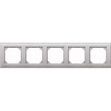 Merten Rahmen fünffach für waagerechte und senkrechte Montage, Thermoplast, matt aluminium, Retail