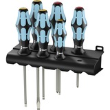 Wera 3334/6 Schraubendrehersatz Kraftform Plus, Edelstahl + Rack schwarz/blau, 6-teilig, Lasertip